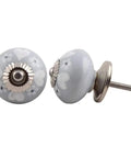 100 Pack Grey Floral Ceramic Drawer Knobs For Kitchen Cabinet Hardware And Dresser Pulls with steel bases, 1.5 inch diameter.