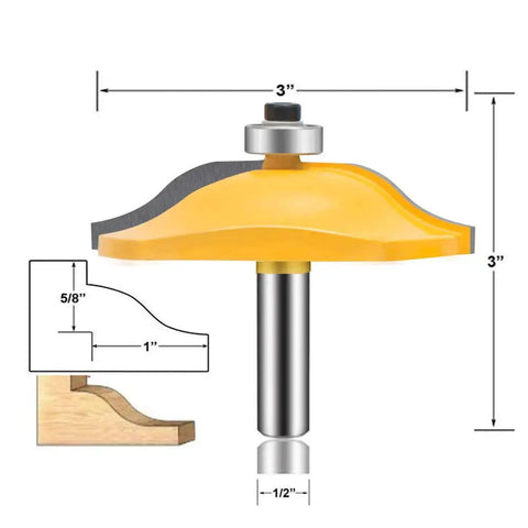 Three Piece Router Bit Set With Half Inch Shank For Round Over Raised Panel Cabinet Doors Ogee Rail And Stile Woodworking Bits