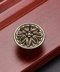 6 Piece Set Vintage Flower Drawer Pulls Knobs With Floral Embossing In Black Finish for cabinets on wooden surface