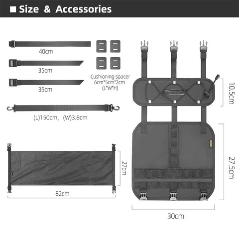 Size and accessories of Ride-Ready Waterproof Handlebar Bag 12L Roll-Top Dry Bag With Front Panel And Removable Harness