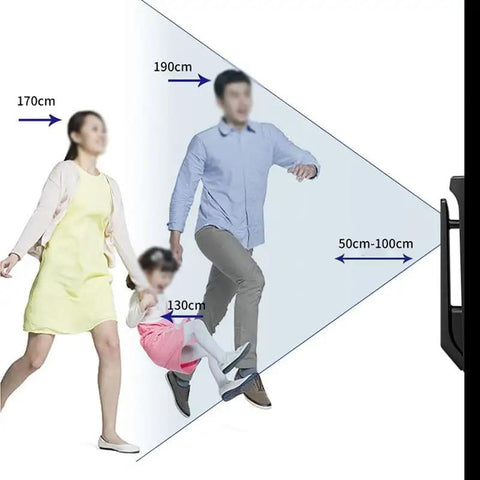 Image showing detection range of Heavy Duty Smart Door Lock With Fingerprint Scanner And Video Intercom Visual Monitor.