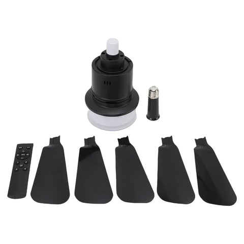 Fafeicy Ceiling Fan Lamp with Light, Dimmable 3 Color Temperatures Quiet remote control and black fan blades assembly components.