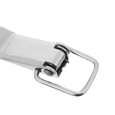 Close-up of Heavy Duty Four Pack Stainless Steel Spring Loaded Toggle Catches With Flat Mouth Design for secure toolbox latches.