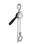 Compact Manual Lever Hoist With Aluminum Alloy Shell Super Portable Small Hand Pulling Chain Block Heavy Duty Lifting Gear For Quick 0.5 Ton Lift Projects And Job Site Work Anywhere with a steel hook and chain.