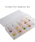 Included free organizer box with multiple compartments, showcasing colorful items inside for tool storage.