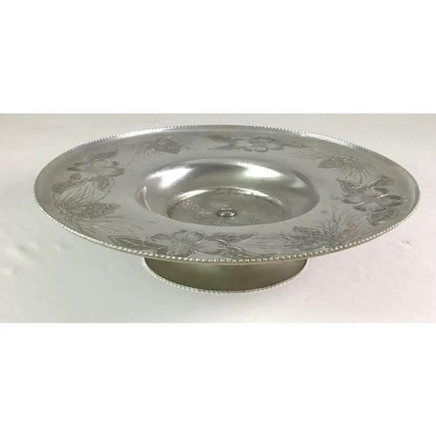 15 Inch Hand Wrought Aluminum Lazy Susan For Dining Table And Kitchen Countertop Decor Tray, decorative detailing shown