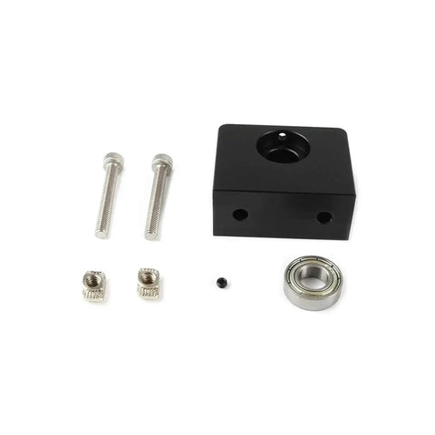 Z Axis Leadscrew Top Mount For 3D Printer Metal Z Rod Bearing Holder in Aluminum Alloy Black Finish with screws, nuts, and bearing