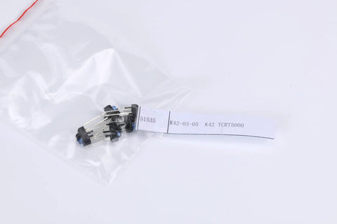 Plastic bag containing 50 Pack TCRT5000L IR Reflective Photoelectric Sensor Modules Transistor Output for line tracking.
