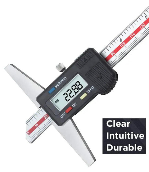 Beefy Depth Gauge Vernier Caliper 0 To 6 In 150 Mm, 0 To 8 In 200 Mm, 0 To 12 In 300 mm With Digital Readout, 0.02 mm Precision