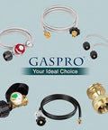 GASPRO natural gas pressure regulator kit with hoses and flare adapters (1/2 in. male to 3/8 in. female).