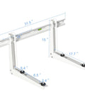Heavy Duty Mini Split Wall Mount Bracket Built Like A Tank For 7000 To 18000 BTU AC Units showing dimensions and structure.