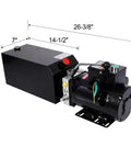 Heavy-Duty Hydraulic Power Unit Pump 220V Single Phase, 26-3/8 inch length, auto shop equipment for car lifts.