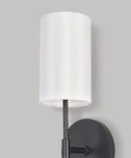 Close-up of Modern Wall Sconce Lights 2 Pack Soft Black Vanity Fixtures with Fabric Shade for bathrooms, bedrooms, and more.