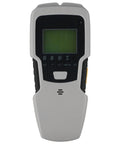 5-in-1 Stud Finder Wall Scanner with LCD Display for Wood Metal Studs AC Wires Pipes Deep Scan up to 3/4 Inch Drywall Silver front view with LCD screen.