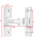 White Aluminum Alloy Gate Lock Featuring Dual Angle Design For Rugged Barn Door Latch Security smooth 90 and 180 degree pivoting with size dimensions