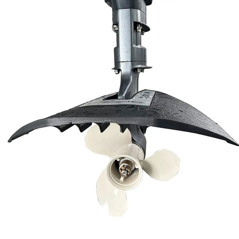 Sport-300 Whale Tail HydroFoil Stabilizer mounted on outboard motor with propeller visible, for 40-350HP stern drive boats.