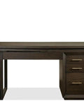 L Shaped Lift Top Standing Desk 56 Inch Wide Hardwood Corner Workstation Featuring Solid Oak Veneer Umber Brown Finish And Rock Solid Dovetail Drawers For Your Zero Hassle Home Office Slick Setup, showing storage drawers.