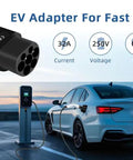 Top Shelf EV Charging Adapter Type 2 To Type 1 Converter 32A 7.2Kw Electric Vehicle Connector with 32A rating and IP54 sealing.
