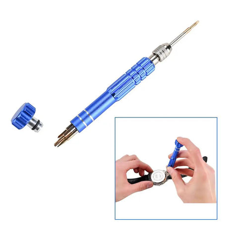 Pro Grade Watch Repair Tool Kit For DIYers 141 Piece Set Includes Back Case Opener being used on watch back