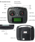 Fs-i6s 2.4G 10CH AFHDS 2A RC Transmitter With FS-iA6B Receiver overview showing touchscreen and control features