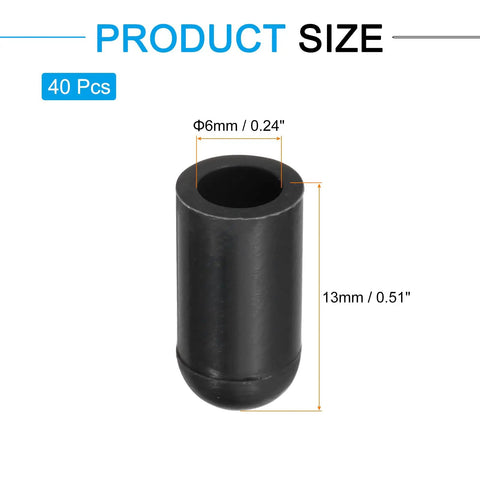 Fits Like A Dream Silicone End Caps 40 Pack 6mm Inner Diameter 13mm Height soft rubber protector shown on a white background.