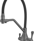AOXHUGB Faucet 3-Way Tap with Pull-Out Spray Black Silicone Hose Chrome Finish Ideal for Under Sink Water Filter Systems - Versatile Kitchen Mixer Faucet (Grey A) side view showing black silicone hose