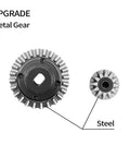 Axle Diff Gear Set 12T 24T Steel Bevel Gear Beefed Up Upgrade for FMS FCX24 1/24 and 1/18 RC Cars, shown in metal finish