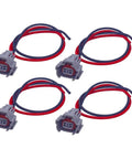 Four Piece Fuel Injector Connector Kit Plug And Play Quick Disconnect Pigtails for Mazda Mitsubishi Nissan Subaru Toyota shown on white background