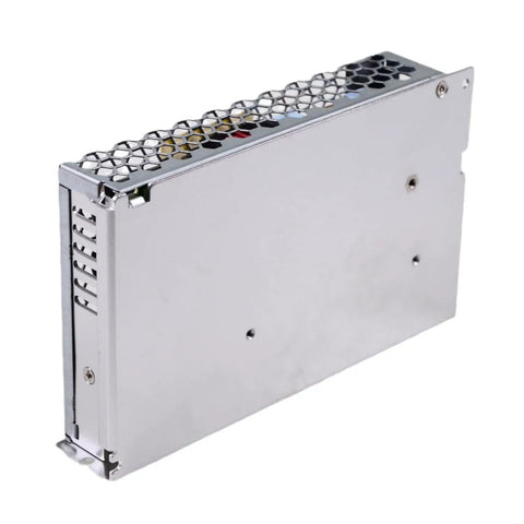 Heavy Duty 24V 150W Switching Power Supply Pushing A Solid 6.5 Amps Low Profile Chassis side view with ventilation.