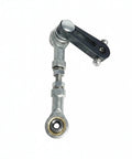 Adjustable Ball Joint Linkage Assembly With Smooth Rotating Slotted Rocker Arm For Zero Drag Mechanical Control And Quick Tweaks Pro Grade Hardware For Garage Mods And Weekend Builds, silver steel with a slotted rocker arm detail.