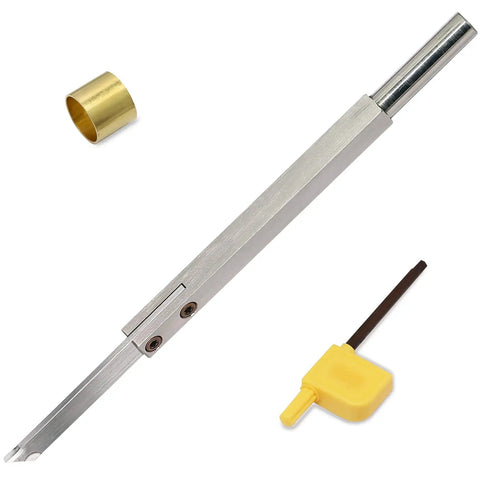 Beefy Ten Inch Parting Woodturning Lathe Tool Carbide Tipped Grooving Blade With Two Carbide Inserts and Copper Hoop