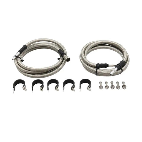 Heavy Duty Stainless Steel Braided Fuel Lines Kit Perfect Fit For Chevy Silverado 1500HD 2004-2008 And 2500 3500HD 2004-2010; hoses, clamps, bolts