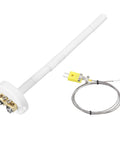 6-inch K-type ceramic kiln thermocouple probe with 3.3 ft braided wire and yellow plug
