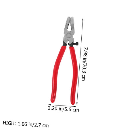 Running Pliers For Glass Cutting With Curved Jaw Grozing Tool For Stained Glass Mosaic Fusion Projects, Pro Grade Debris Free Breaks And Precise Cuts For Colored Glass Materials. 7.98 in red handle, silver jaw