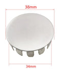 Heavy Duty 4 Pack 1 Inch Stainless Steel Knockout Plugs For Electrical Boxes round silver cap with prongs, 1 inch size.