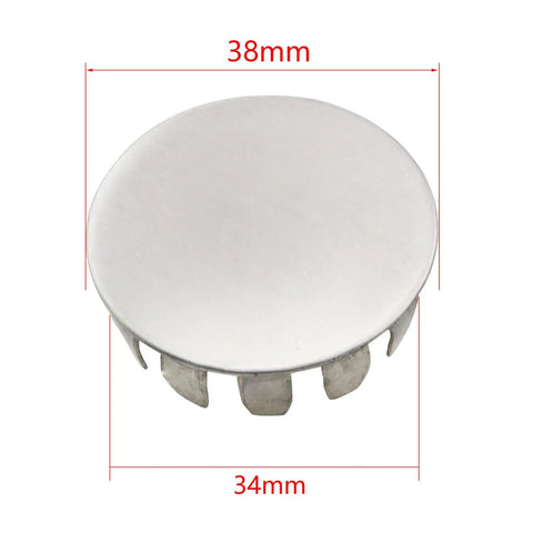 Heavy Duty 4 Pack 1 Inch Stainless Steel Knockout Plugs For Electrical Boxes round silver cap with prongs, 1 inch size.