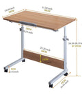 Sleek Rolling Laptop Desk With Locking Casters And Adjustable Tilt Tray Table For Home Office Bedroom Couch Computer Stand Fast Setup Portable Workspace Game Changer White 60X40 dimensions with surface measurements.