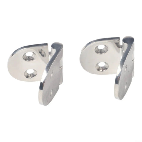 Two Pack Heavy Duty Oval Hinges in 316 Stainless Steel for Outdoor Cabinets, Boat And RV Doors, Marine Grade, Corrosion Resistant, Smooth Quiet Operation, Built Tough For Harsh Environments, shown closed