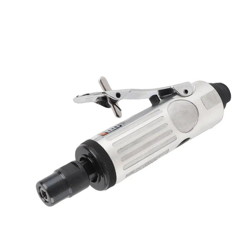 Heavy Duty 1/4 Inch Pneumatic Die Grinder Angle Polisher Beast for Aggressive Grinding Rust Removal and Smooth Polishing Tasks in Cramped Areas with Low Noise Operation and Pro Grade Durability for Shop Jobs Silver Finish handheld tool with angled design