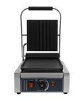 Heavy Duty 1800W Commercial Sandwich Panini Press Grill with stainless steel body and adjustable temperature control for catering.