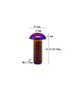 Badass Gr5 Aviation Grade Titanium Screws M8 X 20 mm Iso7380 Button Head Hex Socket Cap Bolts In Slick Burnt Blue Finish Tough As Nails Fasteners For Hot Rods And Heavy Duty Gear Pack Of Five, showing side view with measurements.