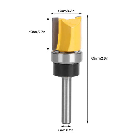 Top Notch 6mm Shank Flush Trim Router Bit Made From Tough Carbon Steel For sleek woodworking cuts and slotting jobs.