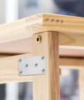 Beefy Heavy Duty Wood Brackets Set 10pcs Stainless Steel Flat Mending Plates 80x40x1.75mm attached to wooden table