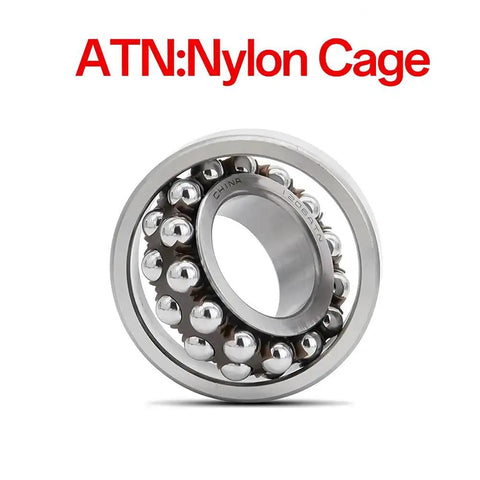 Top Shelf Double Row Self Aligning Ball Bearings 1304 20mm X 52mm X 15mm High Carbon Chrome Steel Nylon Cage close-up.