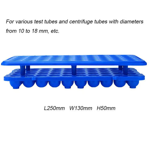 Top Notch Detachable Plastic Test Tube Holder Rack For 5ml 10ml 15ml Tubes 50 Hole Blue Lab Gear Organizer