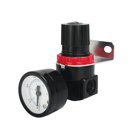 Compact FRL Unit For Pneumatic Air Systems With One Quarter Inch BSP Thread Pressure Regulator And Reduction Valve AR2000 Black