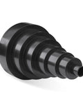 Hella Tough Heavy Duty Step Down Hose And Fitting Reducer Adapter For Woodworking Dust Collection, 6 to 1 inch black ABS hose reducer.
