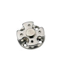 Front view of stainless steel 360° disc damping shaft hinge mounting plate with four screw holes
