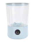 Rechargeable Cordless Mini Portable Washer With Turbo Water Tech Cleans Delicates Undies Socks And Towels With Gentle Kneading Action Dual Batteries in light blue with digital controls.