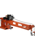 Heavy Duty Fork Mounted Jib Crane With Electric Winch Pivoting Telescopic Boom Extends To 138 Inches, showing the electric winch and telescoping arm.